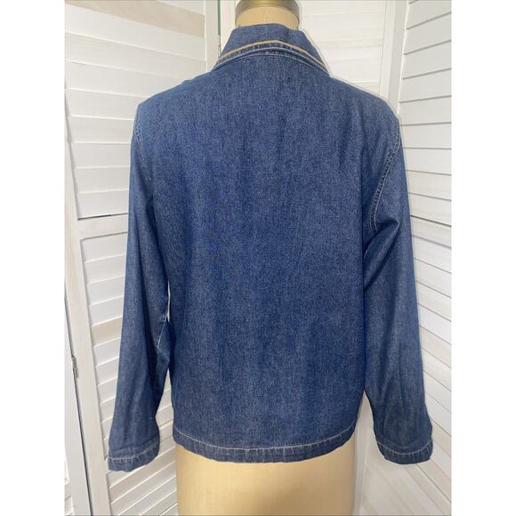 90s Y2K Tantrum Blue Denim Embroidered Western Rodeo Cowgirl Cotton Small - Picture 8 of 11